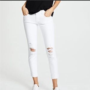 J Brand White Demented Raw Hem Skinny Jeans